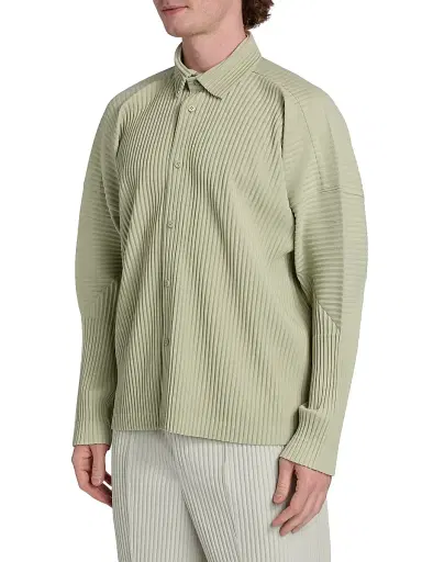 Homme Plissé Issey Miyake Men's Monthly Colors: October Pleated Shirt - Wavellite Green | Thumbnail 4 Homme Plissé Issey Miyake Men's Monthly Colors: October Pleated Shirt - Wavellite Green | Thumbnail 4