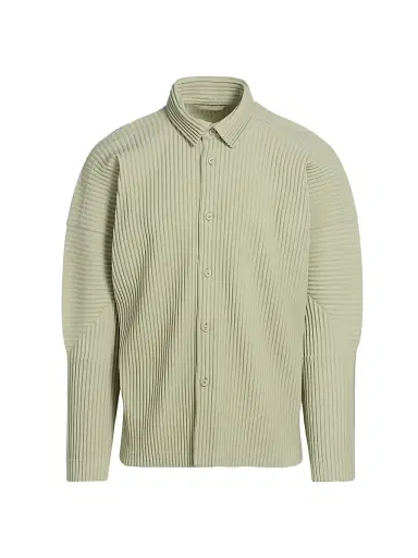 Homme Plissé Issey Miyake Men's Monthly Colors: October Pleated Shirt - Wavellite Green | Thumbnail 1 Homme Plissé Issey Miyake Men's Monthly Colors: October Pleated Shirt - Wavellite Green | Thumbnail 1