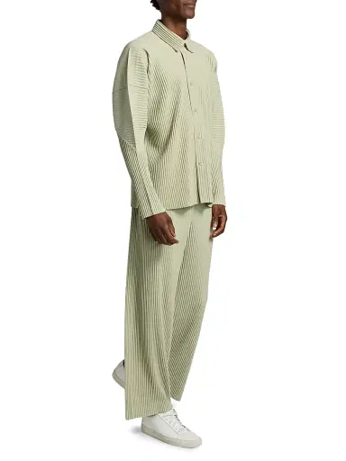 Homme Plissé Issey Miyake Men's October Pleated Mid-Rise Wide-Leg Pants - Wavellite Green | Thumbnail 2 Homme Plissé Issey Miyake Men's October Pleated Mid-Rise Wide-Leg Pants - Wavellite Green | Thumbnail 2