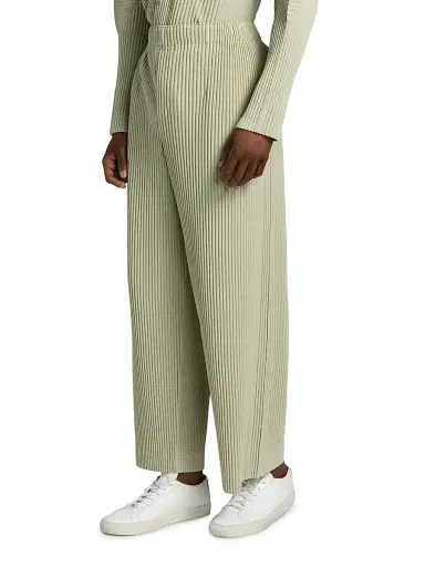 Homme Plissé Issey Miyake Men's October Pleated Mid-Rise Wide-Leg Pants - Wavellite Green | Thumbnail 4 Homme Plissé Issey Miyake Men's October Pleated Mid-Rise Wide-Leg Pants - Wavellite Green | Thumbnail 4