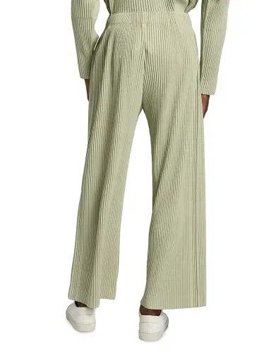Homme Plissé Issey Miyake Men's October Pleated Mid-Rise Wide-Leg Pants - Wavellite Green | Thumbnail 5 Homme Plissé Issey Miyake Men's October Pleated Mid-Rise Wide-Leg Pants - Wavellite Green | Thumbnail 5