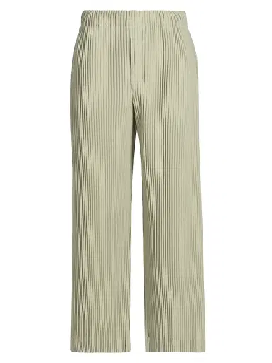 Homme Plissé Issey Miyake Men's October Pleated Mid-Rise Wide-Leg Pants - Wavellite Green | Thumbnail 1 Homme Plissé Issey Miyake Men's October Pleated Mid-Rise Wide-Leg Pants - Wavellite Green | Thumbnail 1