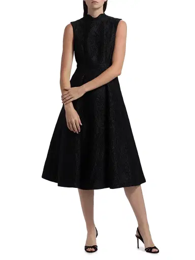 Saloni Women's Floral Brocade Sleeveless Midi-Dress - Noir Rose | Thumbnail 2 Saloni Women's Floral Brocade Sleeveless Midi-Dress - Noir Rose | Thumbnail 2