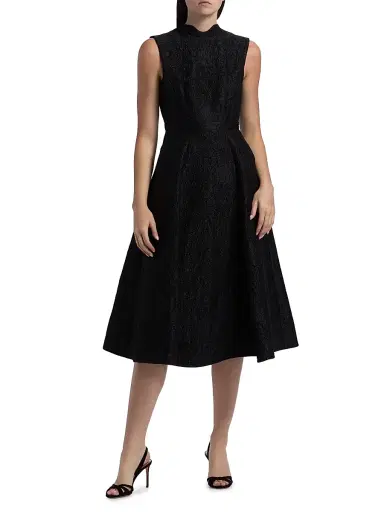 Saloni Women's Floral Brocade Sleeveless Midi-Dress - Noir Rose | Thumbnail 3 Saloni Women's Floral Brocade Sleeveless Midi-Dress - Noir Rose | Thumbnail 3