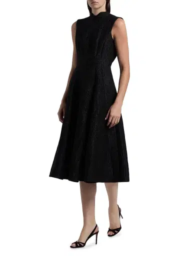 Saloni Women's Floral Brocade Sleeveless Midi-Dress - Noir Rose | Thumbnail 4 Saloni Women's Floral Brocade Sleeveless Midi-Dress - Noir Rose | Thumbnail 4