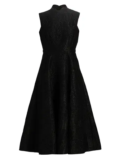 Saloni Women's Floral Brocade Sleeveless Midi-Dress - Noir Rose | Thumbnail 1 Saloni Women's Floral Brocade Sleeveless Midi-Dress - Noir Rose | Thumbnail 1