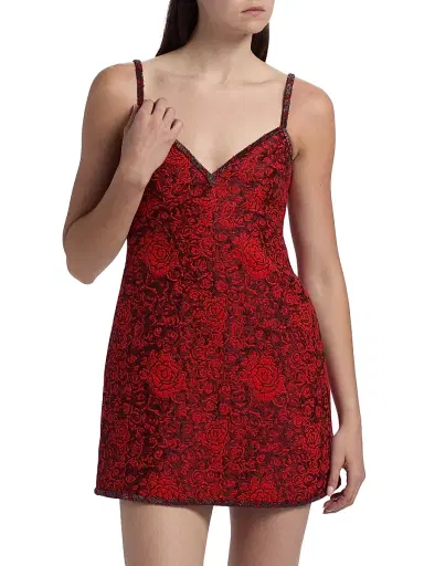 Saloni Women's Boa-B Floral Sleeveless Brocade Minidress - Scarlet Rose | Thumbnail 3 Saloni Women's Boa-B Floral Sleeveless Brocade Minidress - Scarlet Rose | Thumbnail 3