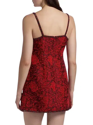 Saloni Women's Boa-B Floral Sleeveless Brocade Minidress - Scarlet Rose | Thumbnail 5 Saloni Women's Boa-B Floral Sleeveless Brocade Minidress - Scarlet Rose | Thumbnail 5