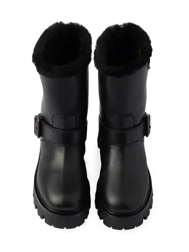 Prada Women's Leather and Shearling Booties - Black | Thumbnail 2 Prada Women's Leather and Shearling Booties - Black | Thumbnail 2