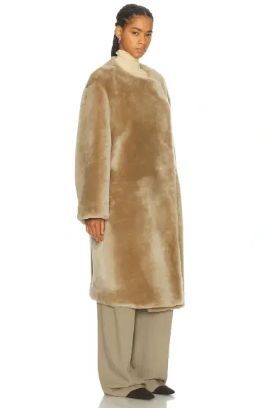 Toteme Collarless Shearling Coat | Thumbnail 2 Toteme Collarless Shearling Coat | Thumbnail 2