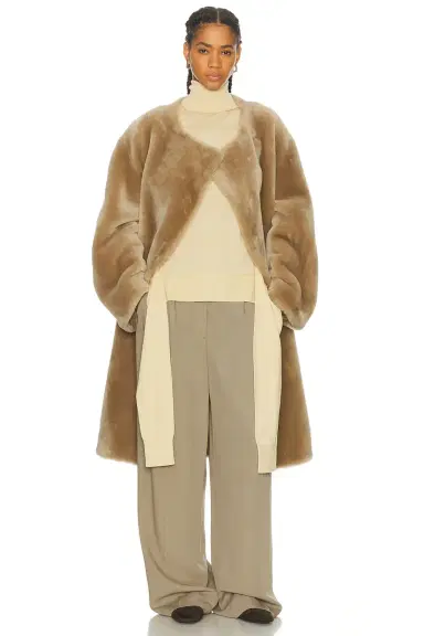 Toteme Collarless Shearling Coat | Thumbnail 4 Toteme Collarless Shearling Coat | Thumbnail 4