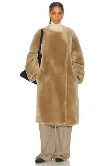 Toteme Collarless Shearling Coat | Thumbnail 1 Toteme Collarless Shearling Coat | Thumbnail 1