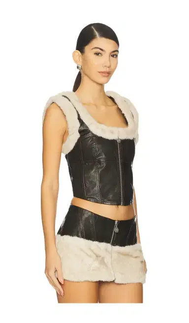 OW Collection Kendra Top With Faux Fur Trim | Thumbnail 2 OW Collection Kendra Top With Faux Fur Trim | Thumbnail 2