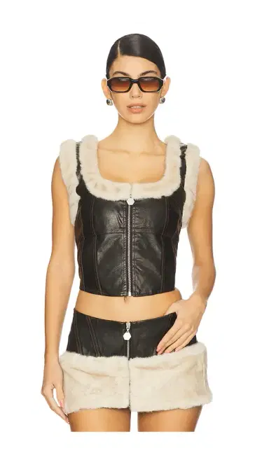 OW Collection Kendra Top With Faux Fur Trim | Thumbnail 1 OW Collection Kendra Top With Faux Fur Trim | Thumbnail 1