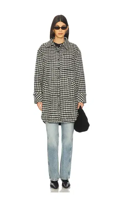 Free People x We The Free Get Around Houndstooth Shirt In Black & White | Thumbnail 1 Free People x We The Free Get Around Houndstooth Shirt In Black & White | Thumbnail 1