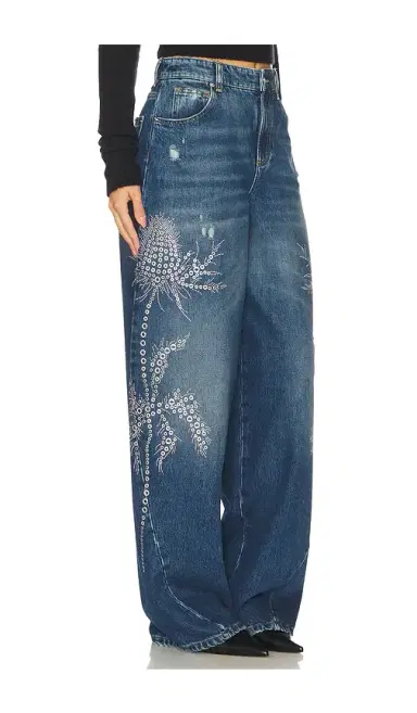 Blumarine Embroidered Denim Wide Leg | Thumbnail 2 Blumarine Embroidered Denim Wide Leg | Thumbnail 2