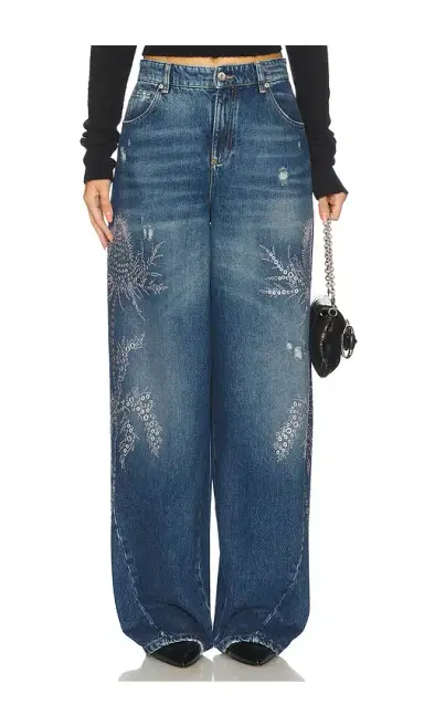 Blumarine Embroidered Denim Wide Leg | Thumbnail 1 Blumarine Embroidered Denim Wide Leg | Thumbnail 1