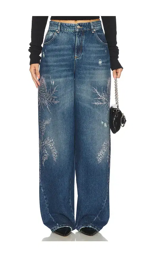 Embroidered Denim Wide Leg Embroidered Denim Wide Leg