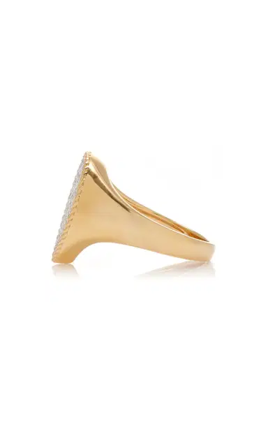 Yvonne Léon 18K Yellow Gold Half Diamond Pear Signet Ring | Thumbnail 8 Yvonne Léon 18K Yellow Gold Half Diamond Pear Signet Ring | Thumbnail 8