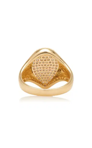Yvonne Léon 18K Yellow Gold Half Diamond Pear Signet Ring | Thumbnail 9 Yvonne Léon 18K Yellow Gold Half Diamond Pear Signet Ring | Thumbnail 9