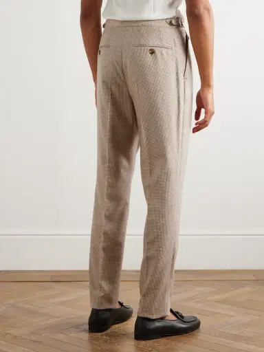 Brunello Cucinelli Straight-Leg Pleated Puppytooth Cashmere and Silk-Blend Suit Trousers - Men | Thumbnail 4 Brunello Cucinelli Straight-Leg Pleated Puppytooth Cashmere and Silk-Blend Suit Trousers - Men | Thumbnail 4