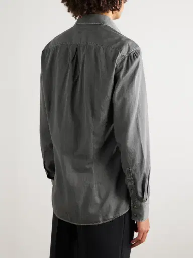 Brunello Cucinelli Slim-Fit Spread-Collar Cotton-Chambray Shirt - Men | Thumbnail 4 Brunello Cucinelli Slim-Fit Spread-Collar Cotton-Chambray Shirt - Men | Thumbnail 4
