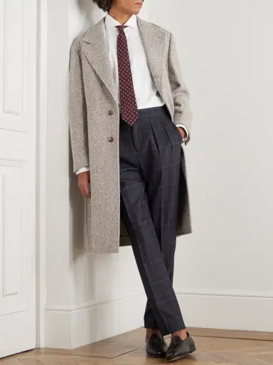 Brunello Cucinelli Heringbone Woven Coat - Men | Thumbnail 2 Brunello Cucinelli Heringbone Woven Coat - Men | Thumbnail 2