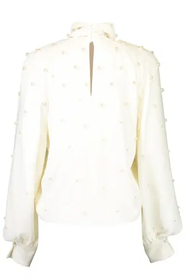 Oscar de la Renta Long Sleeve Pearl Embroidered Blouse | Thumbnail 7 Oscar de la Renta Long Sleeve Pearl Embroidered Blouse | Thumbnail 7