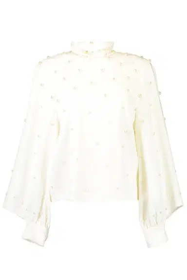 Oscar de la Renta Long Sleeve Pearl Embroidered Blouse | Thumbnail 1 Oscar de la Renta Long Sleeve Pearl Embroidered Blouse | Thumbnail 1