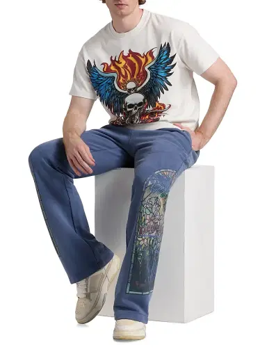 Who Decides War Men's Faded Cotton Sweatpants - Sky - Size 40 | Thumbnail 2 Who Decides War Men's Faded Cotton Sweatpants - Sky - Size 40 | Thumbnail 2