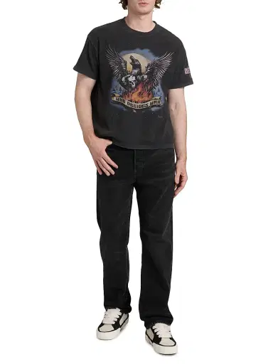 Who Decides War Men's Moon Jersey Graphic Washed Cotton T-Shirt - Coal - Size XXL | Thumbnail 2 Who Decides War Men's Moon Jersey Graphic Washed Cotton T-Shirt - Coal - Size XXL | Thumbnail 2