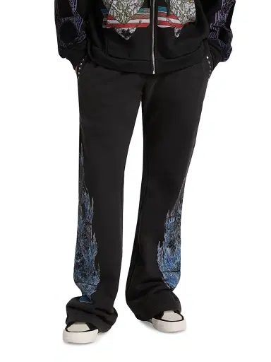 Who Decides War Men's Flame Glass Hardware Sweatpants - Coal - Size 38 | Thumbnail 3 Who Decides War Men's Flame Glass Hardware Sweatpants - Coal - Size 38 | Thumbnail 3