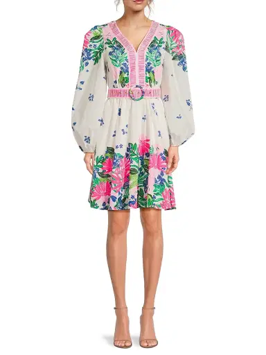 Lilly Pulitzer Women's Chyanna Floral Cotton Belted Minidress - Multi Endless Summers - Size 10 | Thumbnail 3 Lilly Pulitzer Women's Chyanna Floral Cotton Belted Minidress - Multi Endless Summers - Size 10 | Thumbnail 3