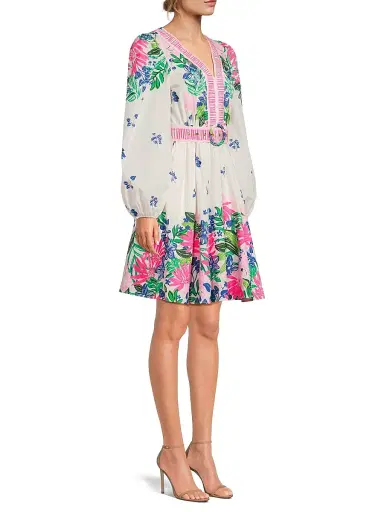 Lilly Pulitzer Women's Chyanna Floral Cotton Belted Minidress - Multi Endless Summers - Size 10 | Thumbnail 4 Lilly Pulitzer Women's Chyanna Floral Cotton Belted Minidress - Multi Endless Summers - Size 10 | Thumbnail 4