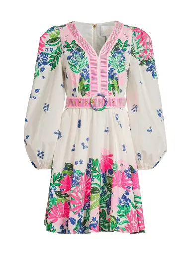 Lilly Pulitzer Women's Chyanna Floral Cotton Belted Minidress - Multi Endless Summers - Size 10 | Thumbnail 1 Lilly Pulitzer Women's Chyanna Floral Cotton Belted Minidress - Multi Endless Summers - Size 10 | Thumbnail 1