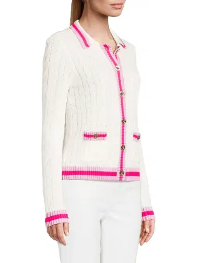 Lilly Pulitzer Women's Brockton Cotton Cable-Knit Polo Cardigan | Thumbnail 4 Lilly Pulitzer Women's Brockton Cotton Cable-Knit Polo Cardigan | Thumbnail 4