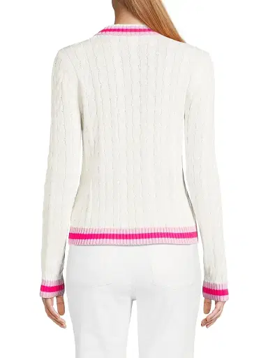 Lilly Pulitzer Women's Brockton Cotton Cable-Knit Polo Cardigan | Thumbnail 5 Lilly Pulitzer Women's Brockton Cotton Cable-Knit Polo Cardigan | Thumbnail 5