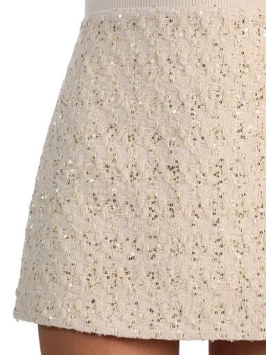 Alice + Olivia Women's Rubi Sequined Tweed Miniskirt - Natural | Thumbnail 6 Alice + Olivia Women's Rubi Sequined Tweed Miniskirt - Natural | Thumbnail 6