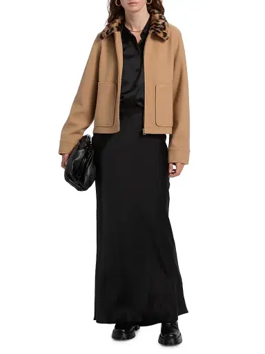 If Only Studio Women's Leopard-Print Collar Faux-Wool Jacket | Thumbnail 2 If Only Studio Women's Leopard-Print Collar Faux-Wool Jacket | Thumbnail 2