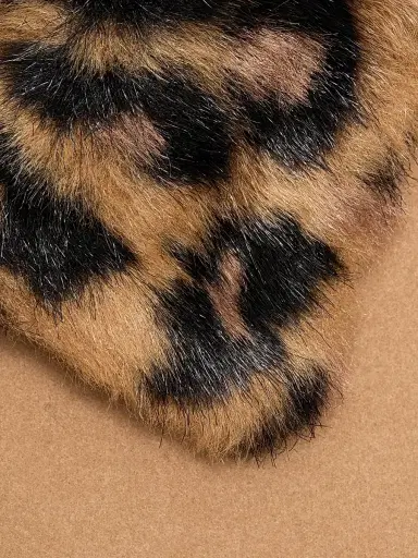 If Only Studio Women's Leopard-Print Collar Faux-Wool Jacket | Thumbnail 7 If Only Studio Women's Leopard-Print Collar Faux-Wool Jacket | Thumbnail 7