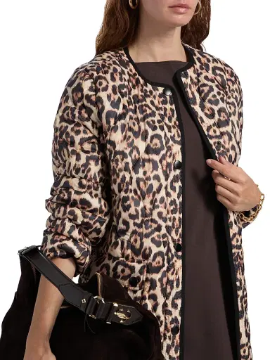 If Only Studio Women's Leopard-Print Quilted Jacket | Thumbnail 6 If Only Studio Women's Leopard-Print Quilted Jacket | Thumbnail 6