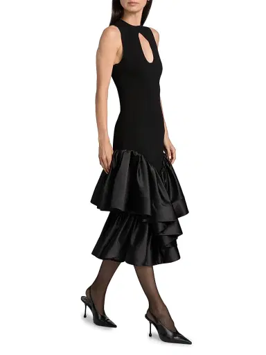 Et Ochs Women's Antoinette Cut-Out Mixed-Media Midi-Dress | Thumbnail 2 Et Ochs Women's Antoinette Cut-Out Mixed-Media Midi-Dress | Thumbnail 2