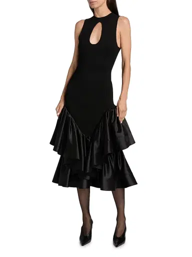 Et Ochs Women's Antoinette Cut-Out Mixed-Media Midi-Dress | Thumbnail 3 Et Ochs Women's Antoinette Cut-Out Mixed-Media Midi-Dress | Thumbnail 3
