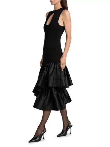 Et Ochs Women's Antoinette Cut-Out Mixed-Media Midi-Dress | Thumbnail 4 Et Ochs Women's Antoinette Cut-Out Mixed-Media Midi-Dress | Thumbnail 4