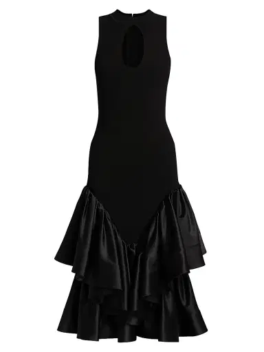 Et Ochs Women's Antoinette Cut-Out Mixed-Media Midi-Dress | Thumbnail 1 Et Ochs Women's Antoinette Cut-Out Mixed-Media Midi-Dress | Thumbnail 1