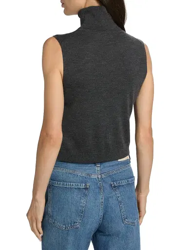 Leset Women's James Merino Wool Sleeveless Turtleneck Sweater - Charcoal Grey | Thumbnail 5 Leset Women's James Merino Wool Sleeveless Turtleneck Sweater - Charcoal Grey | Thumbnail 5