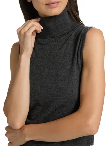 Leset Women's James Merino Wool Sleeveless Turtleneck Sweater - Charcoal Grey | Thumbnail 6 Leset Women's James Merino Wool Sleeveless Turtleneck Sweater - Charcoal Grey | Thumbnail 6