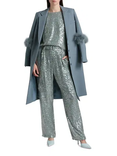 Lapointe Women's Re-Edition Sequined D-Ring Belted Pants - Steel Blue - Size 10 | Thumbnail 2 Lapointe Women's Re-Edition Sequined D-Ring Belted Pants - Steel Blue - Size 10 | Thumbnail 2
