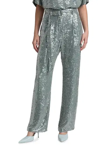 Lapointe Women's Re-Edition Sequined D-Ring Belted Pants - Steel Blue - Size 10 | Thumbnail 3 Lapointe Women's Re-Edition Sequined D-Ring Belted Pants - Steel Blue - Size 10 | Thumbnail 3