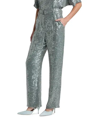 Lapointe Women's Re-Edition Sequined D-Ring Belted Pants - Steel Blue - Size 10 | Thumbnail 4 Lapointe Women's Re-Edition Sequined D-Ring Belted Pants - Steel Blue - Size 10 | Thumbnail 4